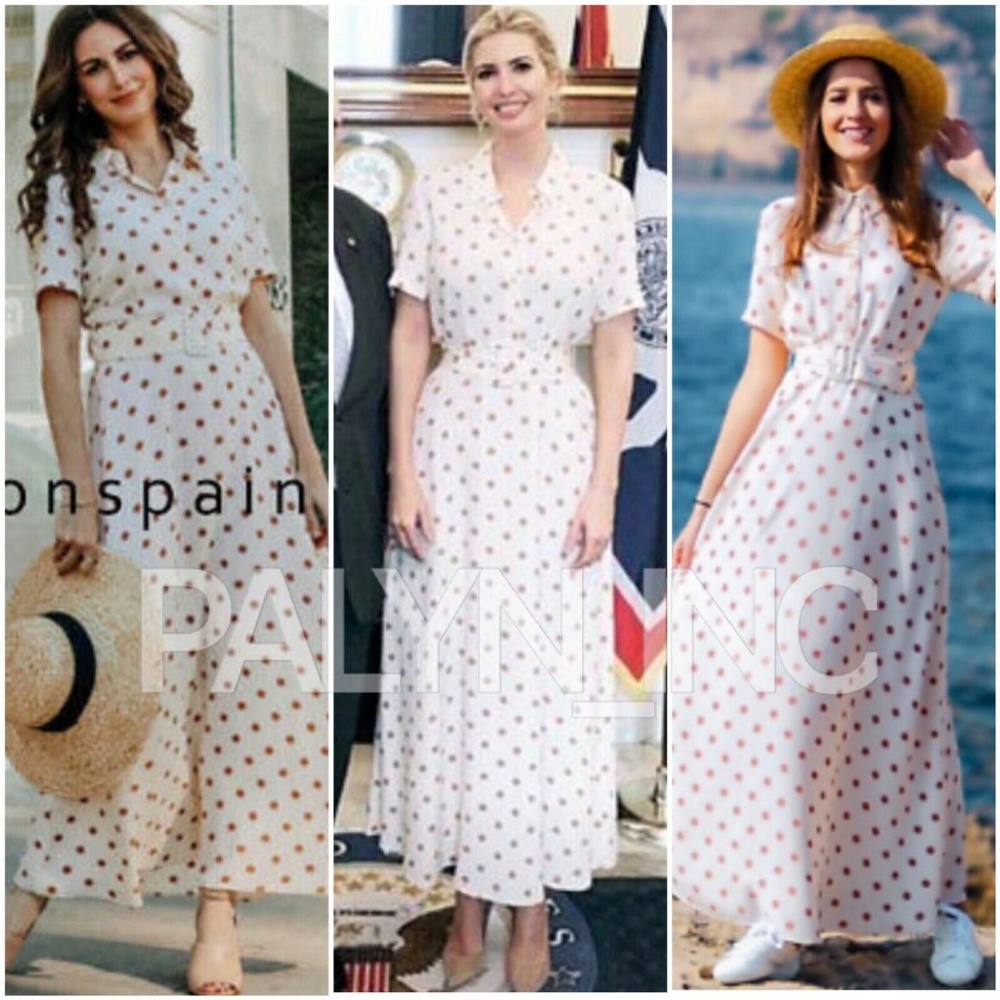 NWT ZARA LONG POLKA DOT DRESS WITH BELT - Picture 3 of 8